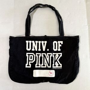 Y2K PINK Victoria's Secret Large Black & White Canvas Tote Bag, Preppy 2000s